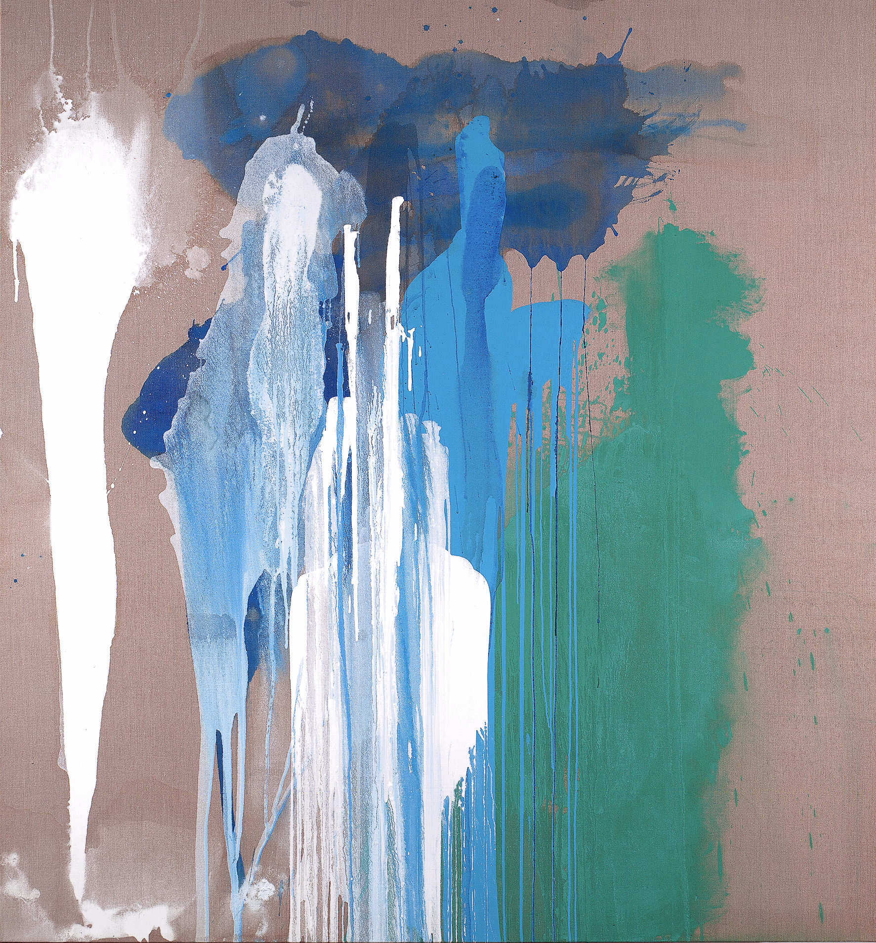 Abstraction 3 — (2004 - 2007) — vinyl resin and watercolour on raw linen and acrylic sealing — 198 x 214 cm