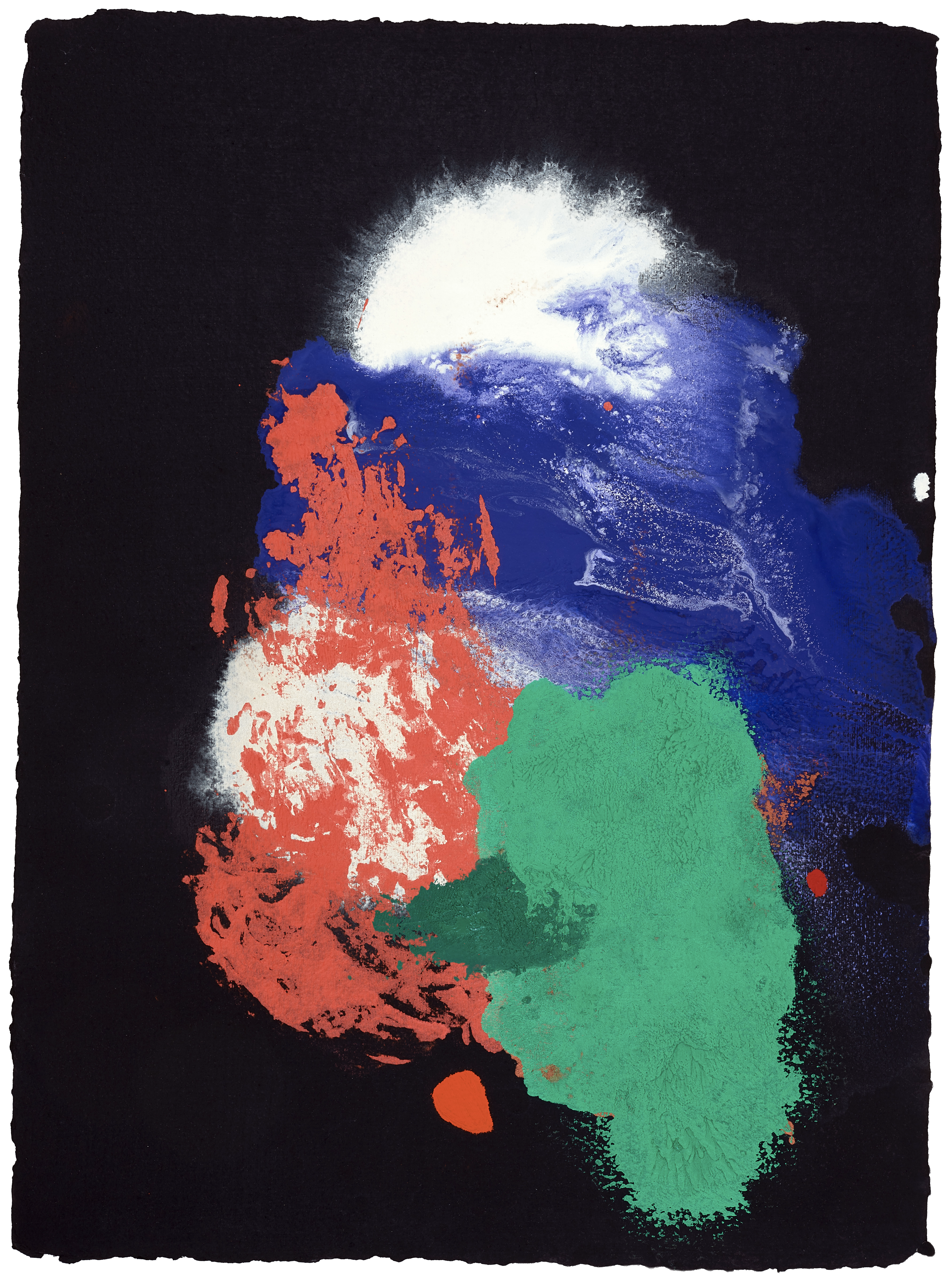 Manga Without Words #15 — (2023) — acrylic, vinyl, watercolour, pastel, casein, and oil on handmade cotton paper — 56 x 72 cm