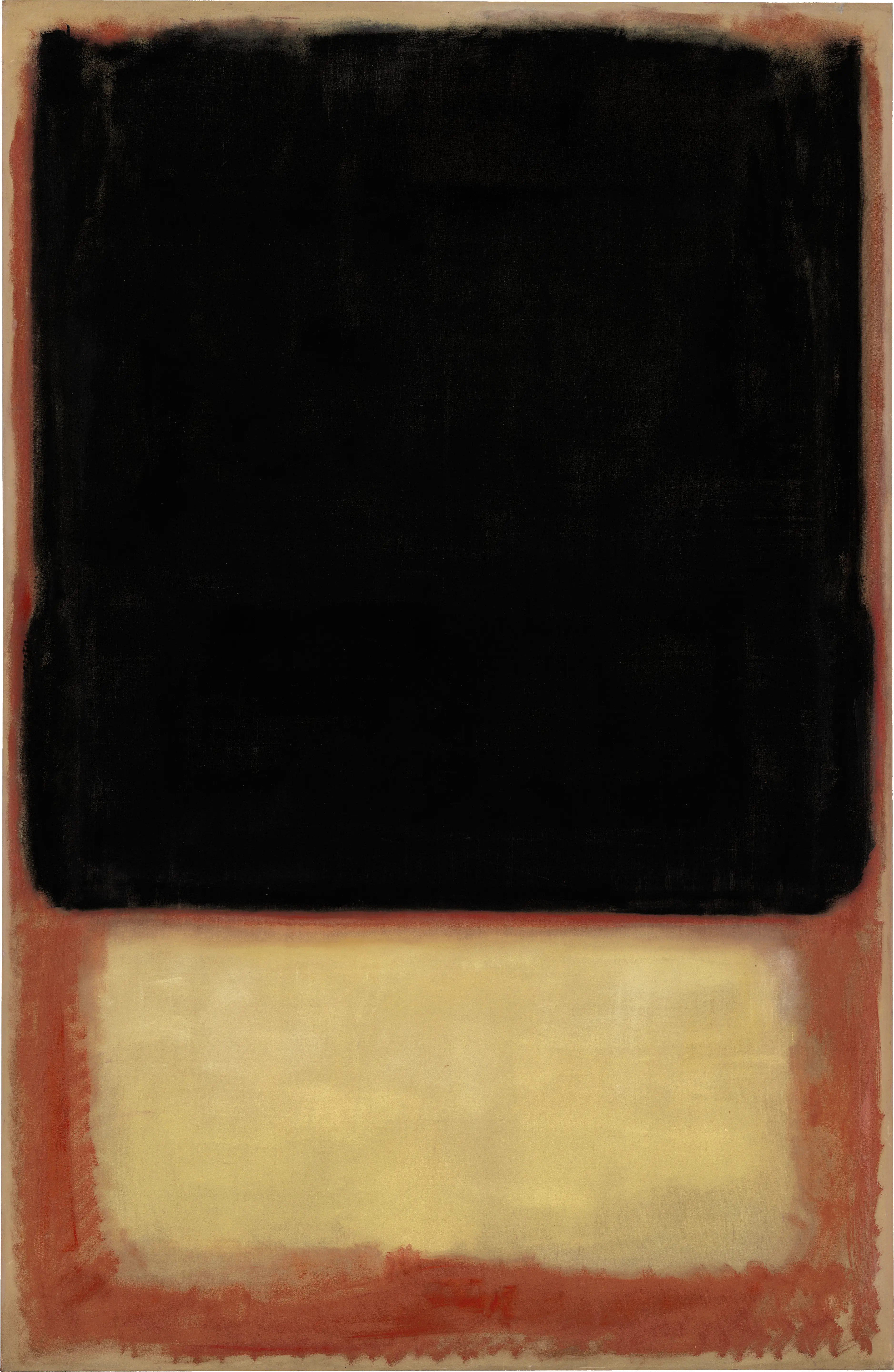 Mark Rothko's No. 7 Dark Over Light, with a dark violet field suspended above a pale luminous field within a muted red ground