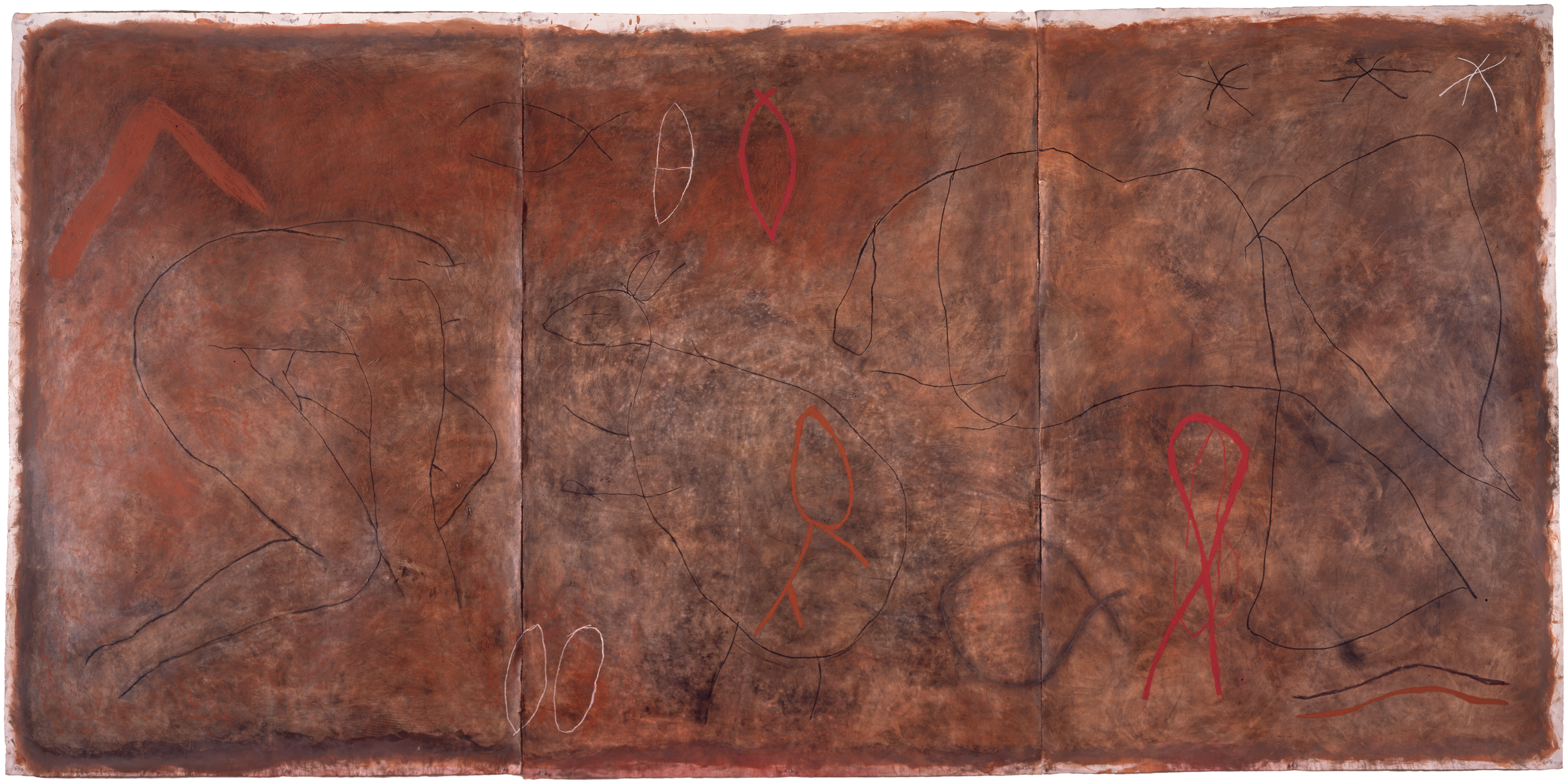 Triptych — (1988) — mixed media on paper — 366 x 189 cm
